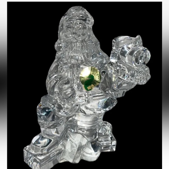Waterford Crystal Santa Claus holding Train Sculpture 1st edition